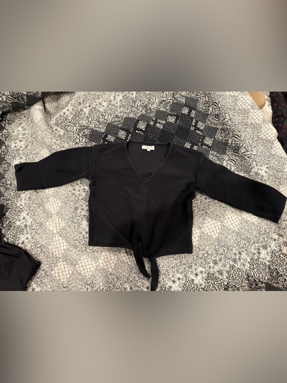 Madewell Texture & Thread Black Tie Front Top Size Small